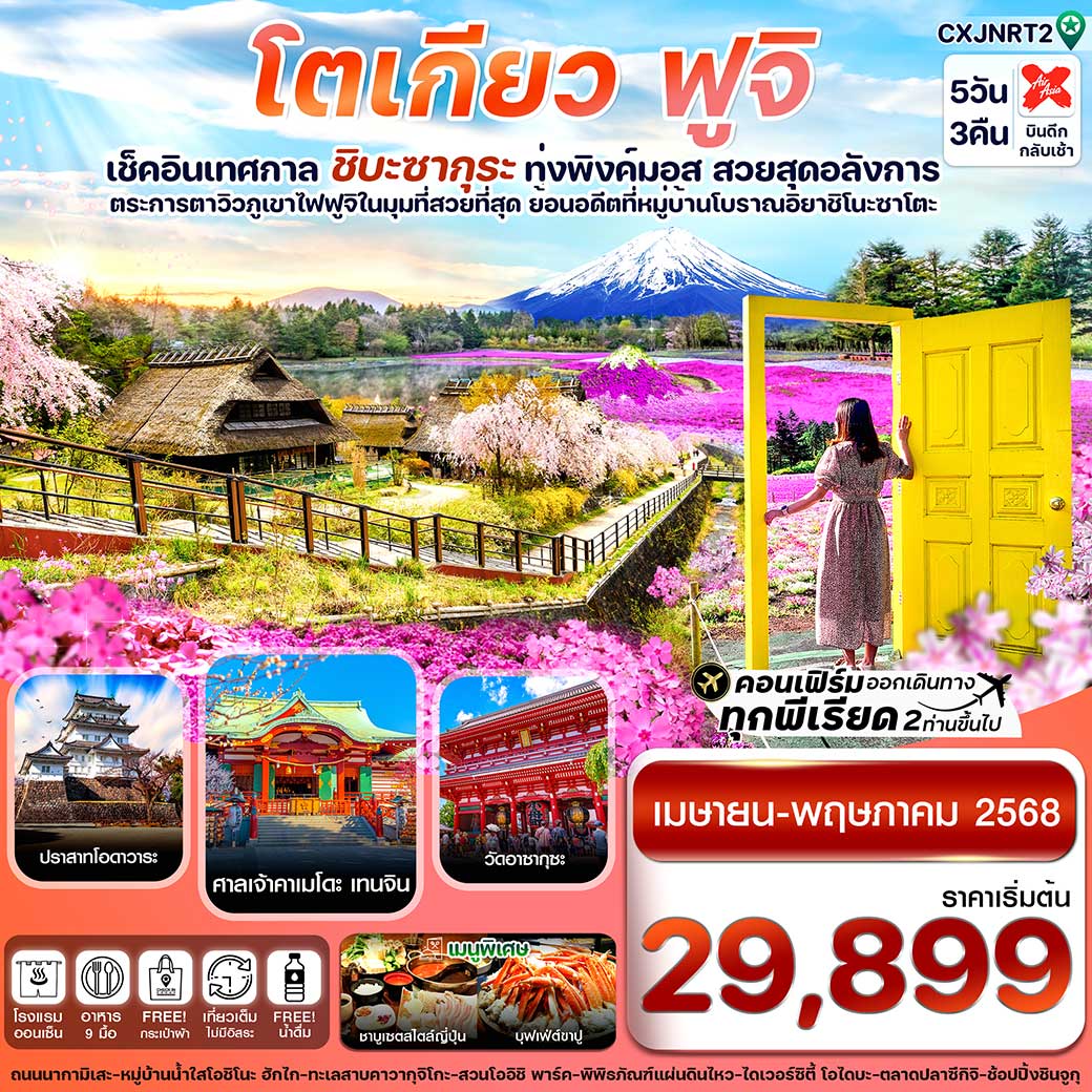 ทัวร์ญี่ปุ่น โตเกียว ฟูจิ ชิบะซากุระ (ทุ่งพิงค์มอส) 5วัน 3คืน (XJ)